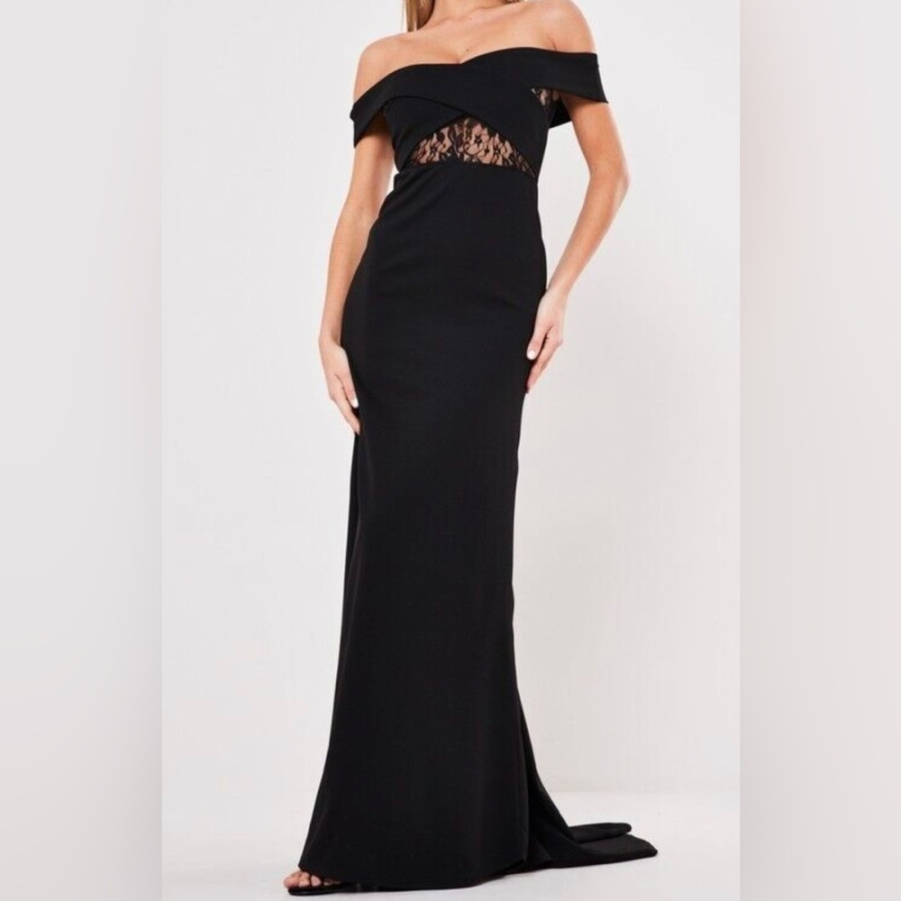Missguided Black Bardot Gown